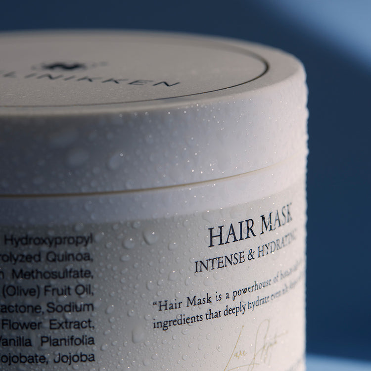 Harklinikken’s Hydrating Hair Mask within Nature resting on a rocky surface